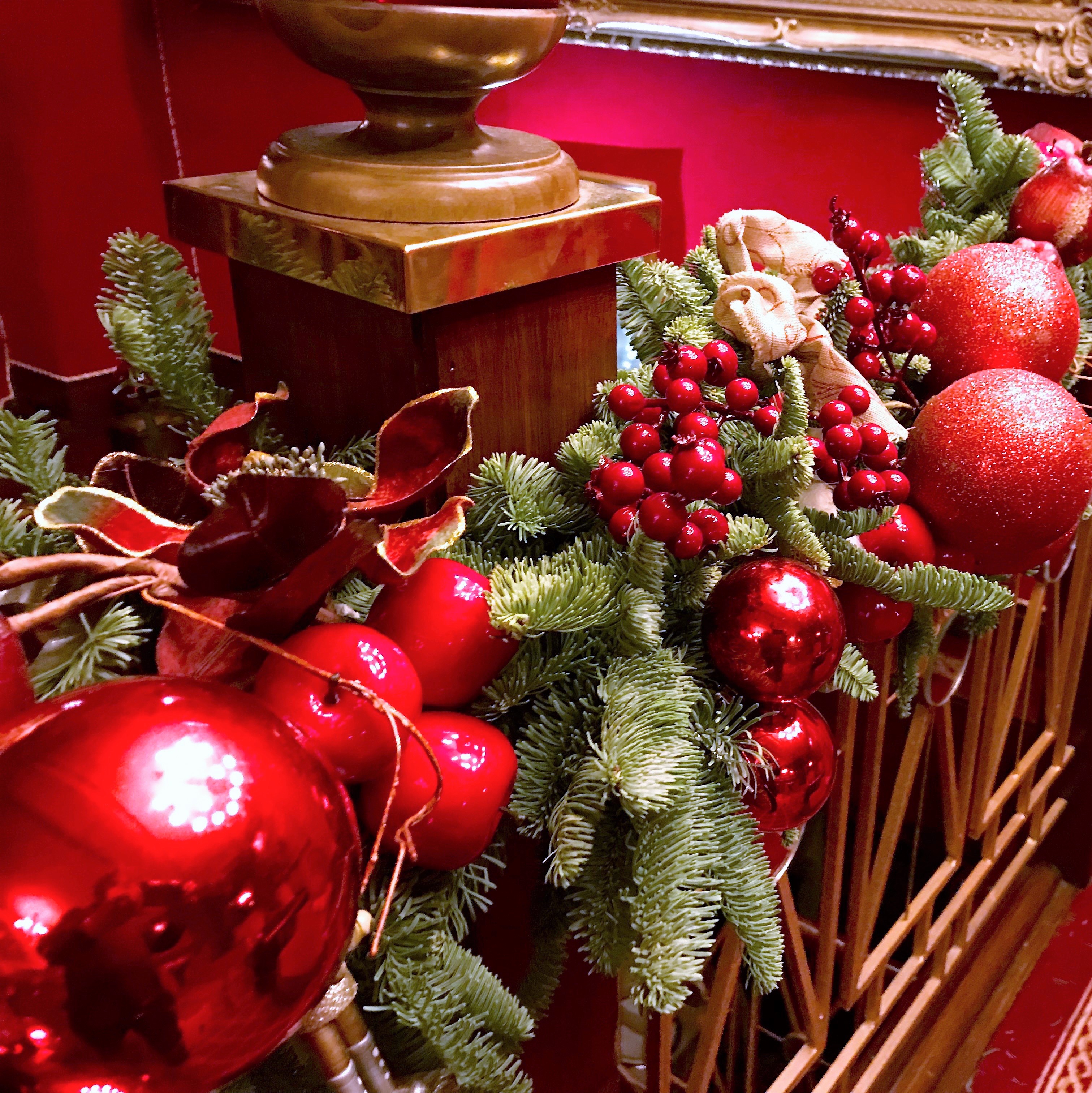 Christmas flowers arranged with warm festive colour