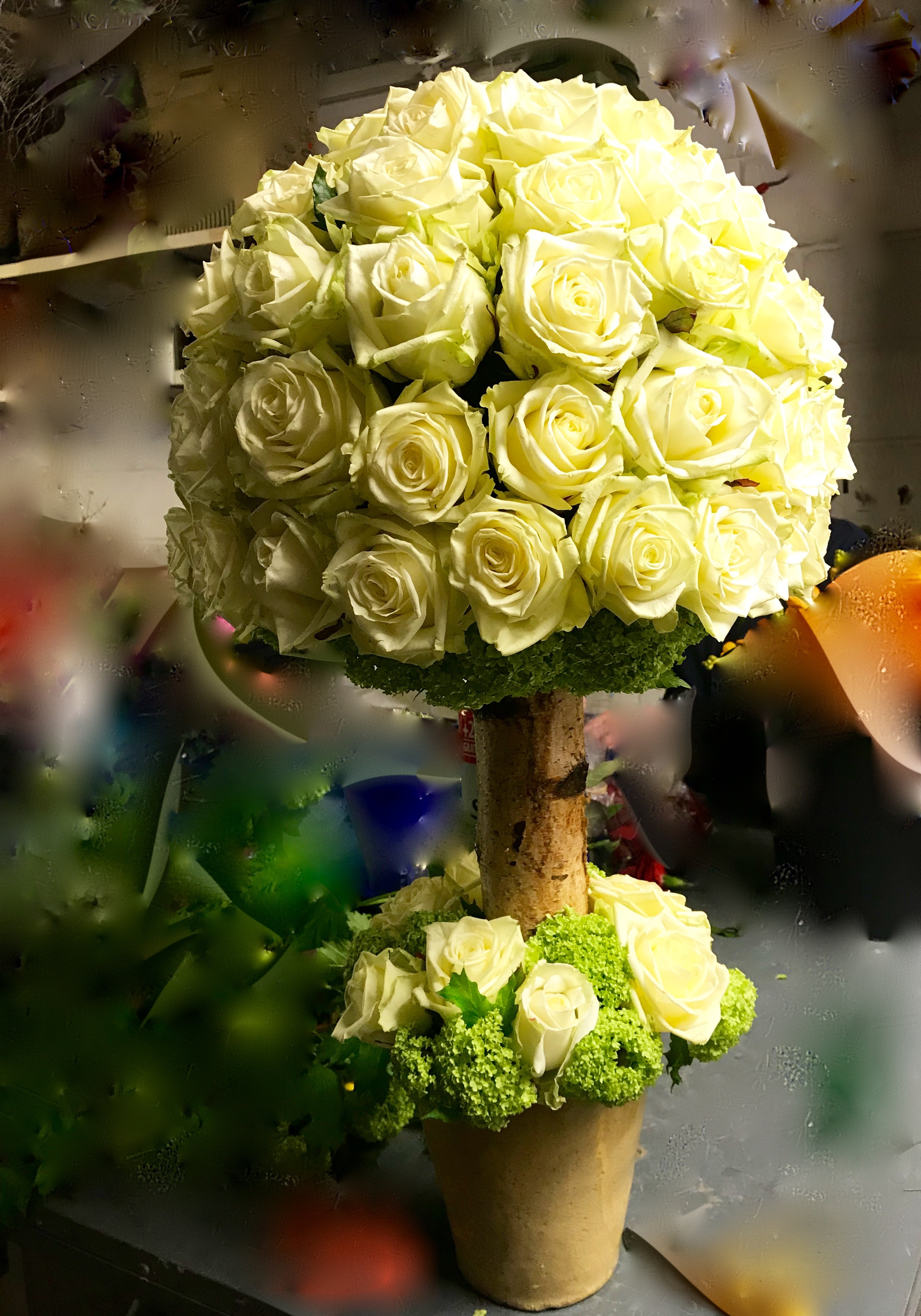 Colourful fresh flower bouquet with garden texture