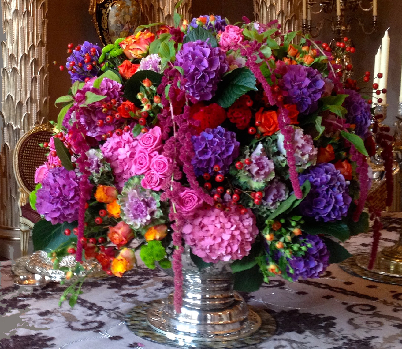 Fresh flowers with colourful texture and seasonal foliage
