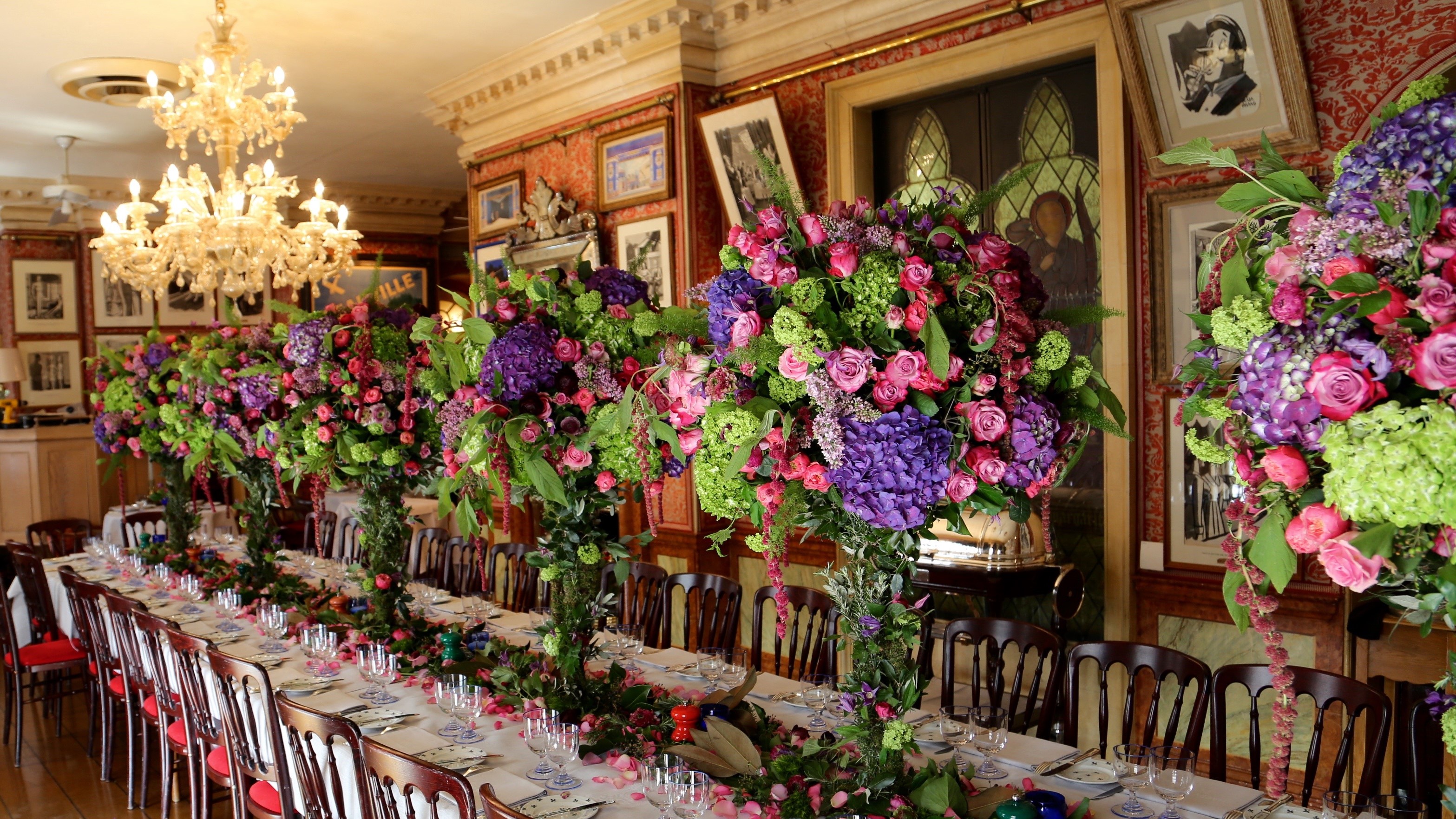 A rich Pascal Lavorel floral display arranged in a London interior