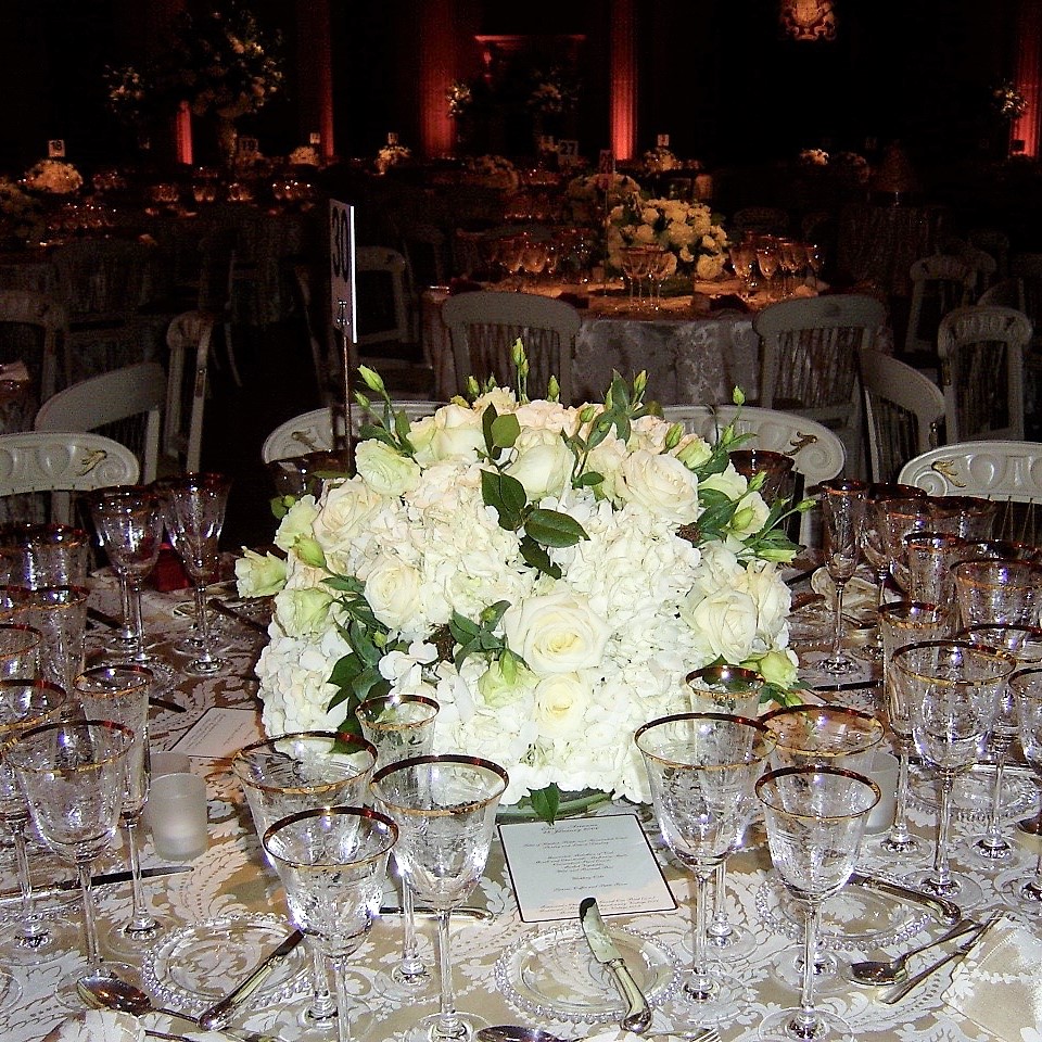 Wedding flowers in a soft square arrangement