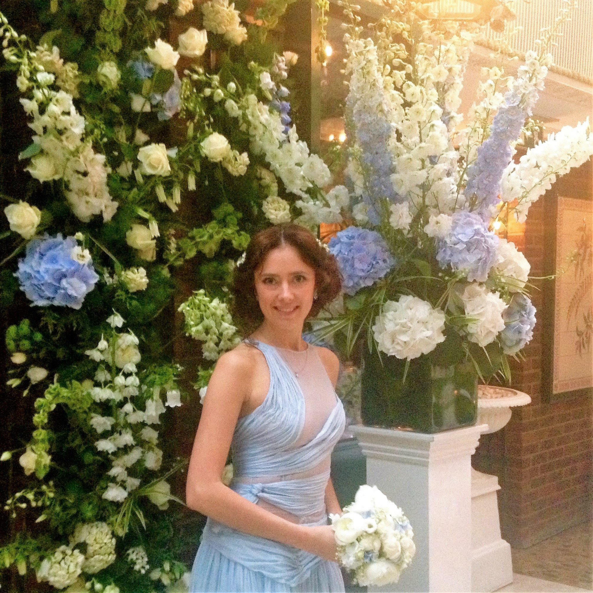 Wedding floral display with pale roses