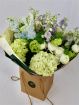 Florist's Choice bouquet in soft pink and cream seasonal flowers thumbnail